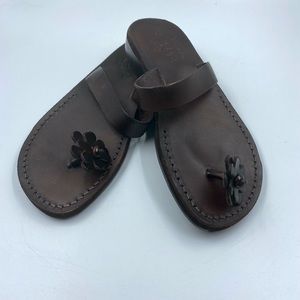 Jerusalem Sandals Esther Brown Leather Flip Flop Sandal Sz 41 /  Ladies 10